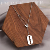 Stainless Steel Necklaces Paperclip Design Gothic Hip Hop Blade Pendants Chains Choker Necklace For Women Jewelry