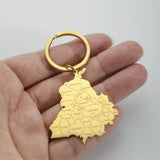 Jeshayuan India Punjab State Map Pendant Keychain Women Stainless Steel Car Key Accessories Jewelry Gifts for Men Wholesale