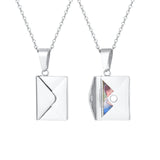 Vnox Envelope Photo Custom Necklace For Women Girls,Stainless Steel Can Open Family Picture Gift Jewelry,Personalized Pendent