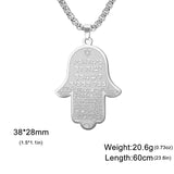 Dawapara Stainless Steel Fatima Hamsa Hand Egyptian Evil Eye Pendant Necklace Success and Protection Lucky Amulet