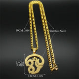 India Tamil Om Symbol Pendant Necklace Women Men Stainless Steel Gold Color Buddhist Om Shiva Yoga Necklaces Jewelry 8089-QKC