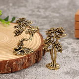 1Pc Brass Mini Welcome Pine Figurine Tree Miniature Landscape Small Bonsai Tree Statues Decorations Accessories