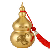 Feng Shui Handicraft Fire-avoiding Dragon Gourd Chinese Style Top Open Cover Copper Gourd Smooth Brass Table