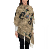 Custom Printed Ancient Gold Pharaoh Egypt King Tut Scarf Men Women Winter Fall Warm Scarves Egyptian Hieroglyphic Shawl Wrap