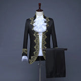 2025 Gold-encrusted Flowers Palace Prince Suits for Men Two-piece Suit, Studio Mens Dress Christmas King Performance Costumes