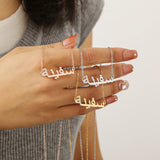 Personalized Arabic Name Necklace Part Crystal Pendant Custom Diamond Necklace Muslim 18K Gold Plated Jewelry Gift for Women