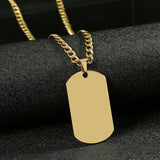 Customized Stainless Steel Engraved Photo Text Rectangle Pendant Necklace Laser Engraving Dog Tag 5mm Cuban Chain Family Gifts