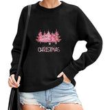 2024 Christmas Pullover Sweater Women's Winter Long Sleeve O-Neck Pullover Sweatshirts Funny Xmas Tree Print Graphic Sweater