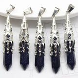 16pcs Crystal Pendulum for Divination Dowsing Natural Gem Stone Amethyst Hexagon Pendant For DIY Jewelry Making Necklace Pendant