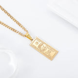 100 Dollar Bill Necklace Stainless Steel for Men Women High Quality Fashion Jewelry Exquisite Gift
