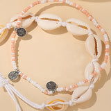 2PCS Bohemia Natural Shell Anklets For Women Small Resin Beads Summer Beach Shell Barefoot Ankle Bracelet Leg Chain Foot Jewelry