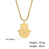 Dawapara Stainless Steel Fatima Hamsa Hand Egyptian Evil Eye Pendant Necklace Success and Protection Lucky Amulet