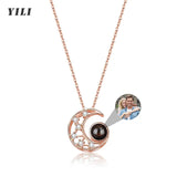 Custom Photo Necklace Projection Necklace with Picture I Love You 100 Languages Personalized Necklace Jewelry Gifts for Women