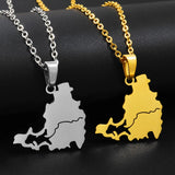 Anniyo Stainless Steel Sint Maarten and Saint-Martin Island Pendant Necklace SXM Saint Martin Jewelry #325801