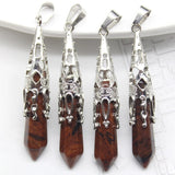 16pcs Crystal Pendulum for Divination Dowsing Natural Gem Stone Amethyst Hexagon Pendant For DIY Jewelry Making Necklace Pendant