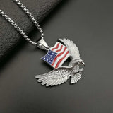 Sparkling Zircon Fly Eagle Pendant Necklace for Men Hip Hop Rock Party Jewelry