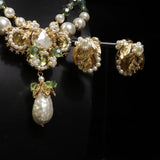 Medieval jewelry set Baroque water drop court style elegant vintage sweater chain pearl earrings