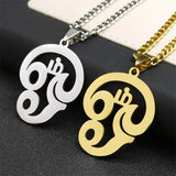 India Tamil Om Symbol Pendant Necklace Women Men Stainless Steel Gold Color Buddhist Om Shiva Yoga Necklaces Jewelry 8089-QKC