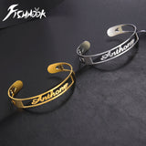 Name Custom Bangle Personalized Bracelet Family Cuff Kid Boy Gift For Men Father Women Couple Gold Color Stainless Steel Jewelry