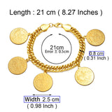 Anniyo Turkish Coin Bracelet for Women Men Turkey's Ancient Coins Banglet Turk Jewelry Gold and Silver Color  #122601