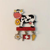 Swiss Dairy Cows Hand-painted 3D Fridge Magnets Switzerland Souvenirs Refrigerator Magnetic Stickers Gift