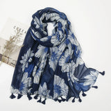 Ethnic Printed Cotton Hijab Viscose Tassels Scarf For Muslim Woman Hijabs Shawls Lady Soft Long Wraps Islim Headband Turban