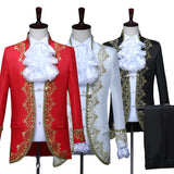 2025 Gold-encrusted Flowers Palace Prince Suits for Men Two-piece Suit, Studio Mens Dress Christmas King Performance Costumes