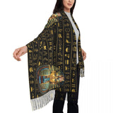 Custom Printed Ancient Gold Pharaoh Egypt King Tut Scarf Men Women Winter Fall Warm Scarves Egyptian Hieroglyphic Shawl Wrap