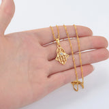 Anniyo Small Hamsa Hand Pendant and Necklace for Women/Girl Gold Plated Jewelry Arab Middle East Palm Shaped Ethnic  #059202