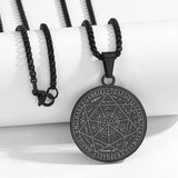 Seal of The 7 Archangels Pendant Necklaces for Men Seal of Solomon Spiritual Talisman Protection Amulet Stainless Steel Jewelry