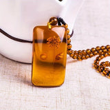 1pcs Amber Flotation Brine Beeswax Bead Necklace Honey Brazilian Amber Necklace Endant Handmade Ethnic Style Pendant Ornament