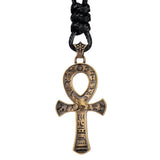Ancient Egyptian Pharaoh Life Anka Cross Stainless Steel Necklace Anubis Totem Pendant Men\'s Amulet Jewelry Leather Rope Chain