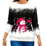 2024 Christmas Series Women’s Autumn and Winter Casual Fashion Printed Long Sleeve Round Neck Pullover Large Size Sweatshirt