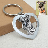 Custom Photo Engraved Keychain Personalised Picture Keyring Personalized Memorial Key Chain Your Dog Pet Portrait Customize Gift