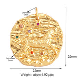 Trendy Zodiac Horoscope Sign Medallion Charm Pendant,Round Coin Gold Plated Sparkle Necklace Bracelet Jewelry Making Supply L92