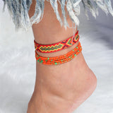 Bohemian Handmade Beads Anklets Embroidery Braided Ankle Bracelets Summer Beach On Leg Foot Chain Female Girls Jewelry Gifts