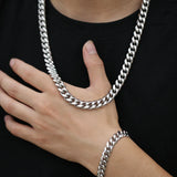 ULJ 6MM -10MM Width Stainless Steel Cuban Chain Necklace Bracelet For Men Woman Punk Male Neck Waterproof Cool Hip Hop Jewelry
