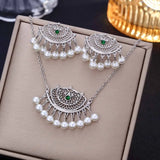 Luxury Retro Indian Crystal Bridal Jewelry Set Ethnic African Beads Tassel Jhumka Rhinestone Earrings Necklaces Sets Bijoux Gift