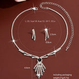 3pcs Exquisite Retro Style Elegant Women Rhinestone Tassel Necklace Earring Set Wedding Banquet Birthday Party Dress Accessories