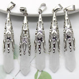 16pcs Crystal Pendulum for Divination Dowsing Natural Gem Stone Amethyst Hexagon Pendant For DIY Jewelry Making Necklace Pendant