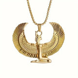 Ancient Egyptian Goddess Spread Wings Pendant Necklace Women Fashion Hip Hop Punk Amulet Jewelry Gift
