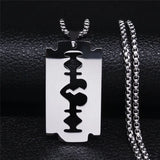 Blade Stainless Steel Long Necklace Men/Women Gold Color Punk Goth Gothic Steampunk Grunge Necklaces Jewery collier  N2243S03