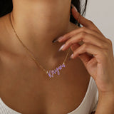 Personalized Enamel Pendant Custom Colorful Name Necklace Stainless Steel Dopamine Chain Jewelry Memorial Gift Christmas Gift