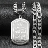 Islam Muslim Arabic Quran Medal Pendant Necklace for Women Men Stainless Steel Gold Color Hip Pop Religion Arab Jewelry Gifts