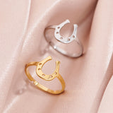 fashion Stainless Steel U Shape Geometric rings for women Simple Horse Shoe adjustable open rings Jewelry gifts 2024	Fashion Sta