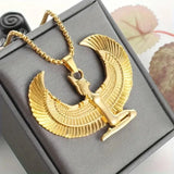Ancient Egyptian Goddess Spread Wings Pendant Necklace Women Fashion Hip Hop Punk Amulet Jewelry Gift
