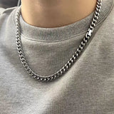 ULJ 6MM -10MM Width Stainless Steel Cuban Chain Necklace Bracelet For Men Woman Punk Male Neck Waterproof Cool Hip Hop Jewelry
