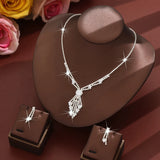 3pcs Exquisite Retro Style Elegant Women Rhinestone Tassel Necklace Earring Set Wedding Banquet Birthday Party Dress Accessories
