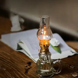 1 Retro Kerosene Candle Holder Windproof Oil Lamp with Glass Cover, Suitable for Emergency Lighting and Indoor Decoration