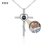 Custom Photo Necklace Projection Necklace with Picture I Love You 100 Languages Personalized Necklace Jewelry Gifts for Women
